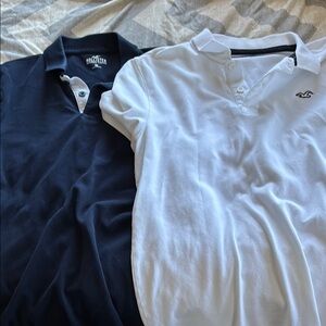 Hollister Navy and White Polo Shirts